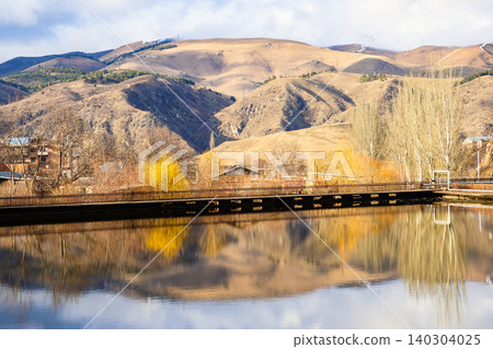 view of artificial Three Lakes in f Vanadzor city 140304025