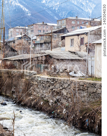 urban houses and Vanadzor riverbed in Vanadzor urban houses and Vanadzor riverbed in Vanadzor 140304030