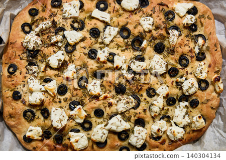 Rustic Focaccia Bread With Olives and Cheese Rustic Focaccia Bread With Olives and Cheese 140304134