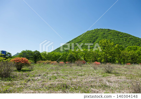 Mount Haruna in early summer: Mount Haruna Fuji as seen from the daylily path. Mount Haruna in early summer: Mount Haruna Fuji as seen from the daylily path. 140304148