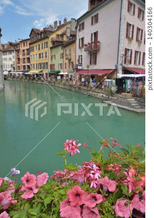 Flowers blooming by the water's edge in Annecy, France: A beautiful summer scene (July 30, 2021) Flowers blooming by the water's edge in Annecy, France: A beautiful summer scene (July 30, 2021) 140304166