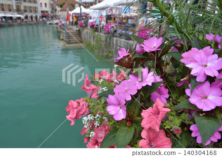 Flowers blooming by the water's edge in Annecy, France: A beautiful summer scene (July 30, 2021) Flowers blooming by the water's edge in Annecy, France: A beautiful summer scene (July 30, 2021) 140304168