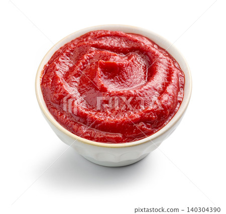 Tomato Sauce or Ketchup in Bowl Isolated on White Background Tomato Sauce or Ketchup in Bowl Isolated on White Background 140304390