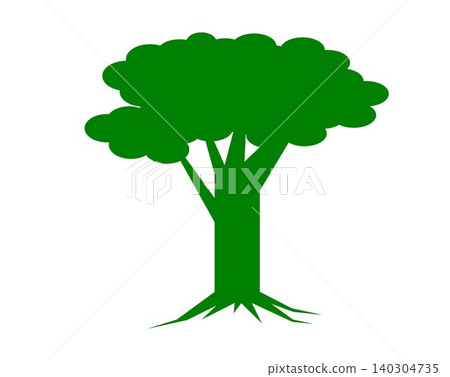 Green Tree Silhouette with Roots Vector Illustration Isolated on White Background Green Tree Silhouette with Roots Vector Illustration Isolated on White Background 140304735