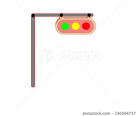 Horizontal traffic light vector illustration with street pole 140304737