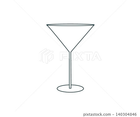 Empty wine glass outline vector illustration on isolated white background Empty wine glass outline vector illustration on isolated white background 140304846
