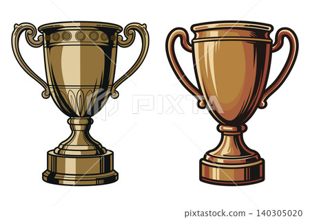 Both of golden trophys different style isolated Both of golden trophys different style isolated 140305020