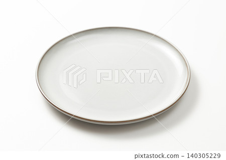 Gray round plate on white background 140305229