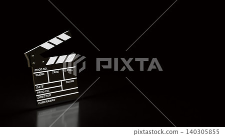 Dramatic Movie Clapperboard On Dark Studio Background 3d render. Dramatic Movie Clapperboard On Dark Studio Background 3d render. 140305855