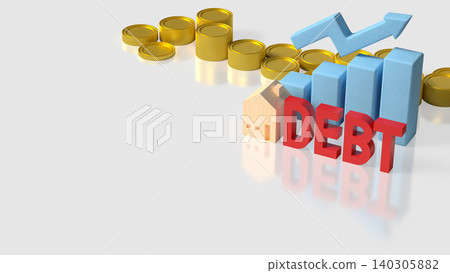 Rising Home Debt With Financial Growth Chart 3d render. Rising Home Debt With Financial Growth Chart 3d render. 140305882