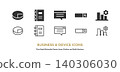 A set of vector icons (line art and filled) for data and web elements such as graphs, search, notes, and gears. 140306030