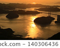 日落時分，來島海峽大橋景色優美。 140306436