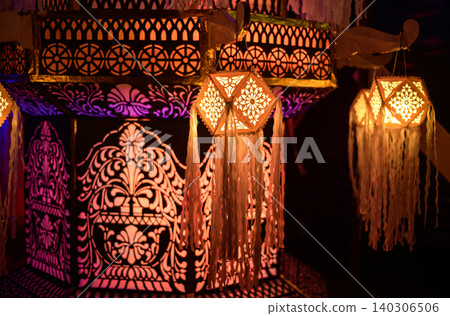 Vesak lanterns, Colorful rotating lanterns display during the Vesak festival in Sri Lanka Vesak lanterns, Colorful rotating lanterns display during the Vesak festival in Sri Lanka 140306506