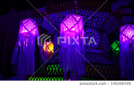 Vesak lanterns, Colorful rotating lanterns display during the Vesak festival in Sri Lanka Vesak lanterns, Colorful rotating lanterns display during the Vesak festival in Sri Lanka 140306508