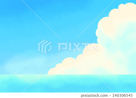 Illustration of a cumulonimbus cloud and the sea Illustration of a cumulonimbus cloud and the sea 140306545
