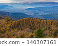 The Kofu Basin and the Southern Alps mountain range as seen from Mount Daibosatsu in the morning. 140307161