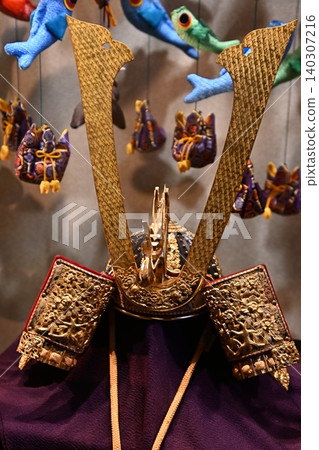 Helmet decorations and hanging ornaments that adorn the Boys' Festival Helmet decorations and hanging ornaments that adorn the Boys' Festival 140307216