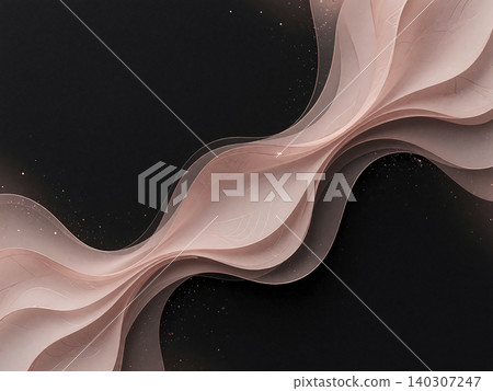 A luxurious material featuring smooth, rose gold waves against a jet-black background. A luxurious material featuring smooth, rose gold waves against a jet-black background. 140307247
