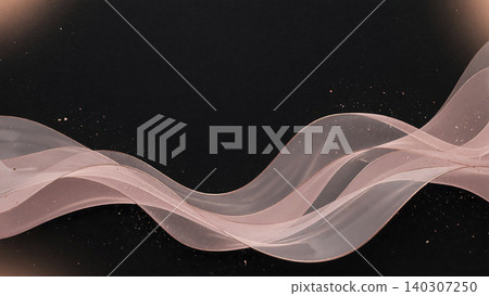 A luxurious material featuring smooth, rose gold waves against a jet-black background. 140307250