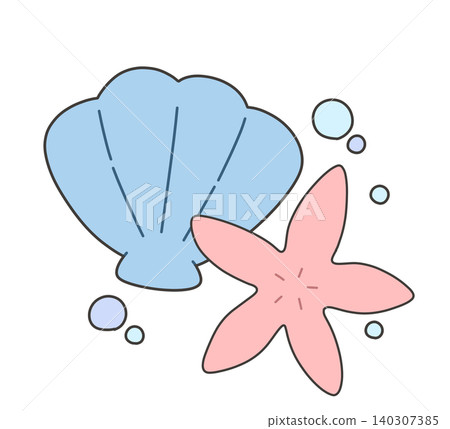 Seashells, starfish, and water bubbles Seashells, starfish, and water bubbles 140307385