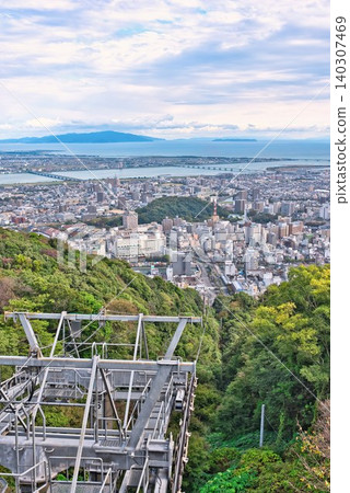 [Mt. Bizan] View from the summit and ropeway station 140307469