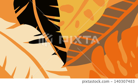 Orange Tropical Leaf Background Orange Tropical Leaf Background 140307483