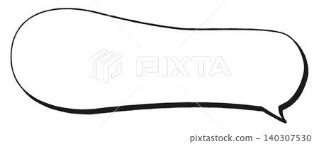 Simple, hand-drawn line art speech bubble, very long, gourd-shaped, black and white. Simple, hand-drawn line art speech bubble, very long, gourd-shaped, black and white. 140307530