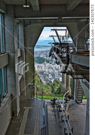 [Mt. Bizan] View from the summit and ropeway station 140307673