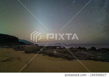 Night view of Nagata Inakahama, a sea turtle nesting ground, Yakushima (winter) 140308027