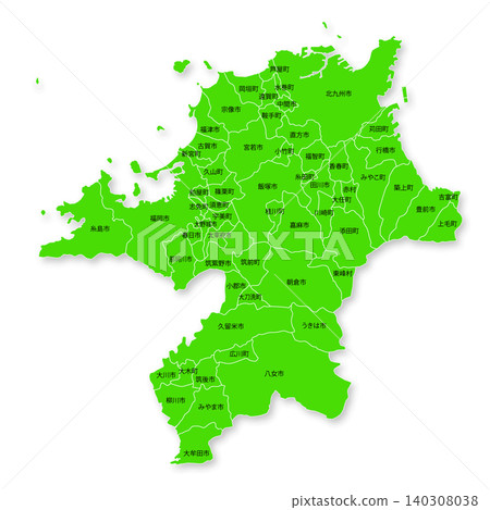 Map of Fukuoka Prefecture and its municipalities Map of Fukuoka Prefecture and its municipalities 140308038