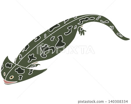 A stylized illustration of Diplocaulus from the Permian period. 140308334