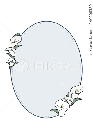 Colorful floral frame material, natural stitch oval design, blue-gray background. Colorful floral frame material, natural stitch oval design, blue-gray background. 140308389