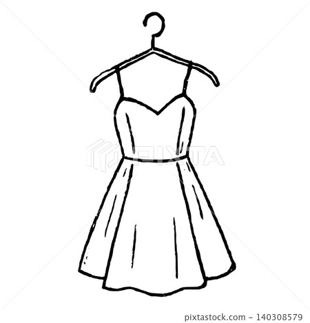 Hand Drawn Sundress on Hanger Vector Drawing Hand Drawn Sundress on Hanger Vector Drawing 140308579