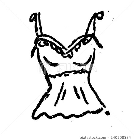 Hand Drawn Ruffled Camisole Vector Drawing Hand Drawn Ruffled Camisole Vector Drawing 140308584