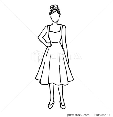 Hand Drawn Woman in Sundress Vector Illustration 140308585