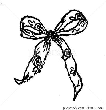 Hand Drawn Patterned Ribbon Bow Vector Illustration Hand Drawn Patterned Ribbon Bow Vector Illustration 140308588
