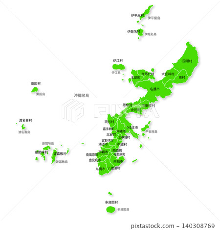 沖繩群島及市町村地圖 沖繩群島及市町村地圖 140308769