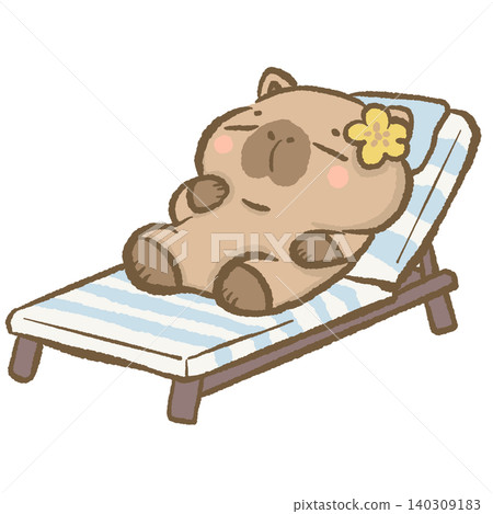 Cute Capybara Relaxing On Beach Lounge Chair Tropical Summer Vacation Seaside Holiday Leisure Time Coastal Travel Character Illustration Cute Capybara Relaxing On Beach Lounge Chair Tropical Summer Vacation Seaside Holiday Leisure Time Coastal Travel Character Illustration 140309183