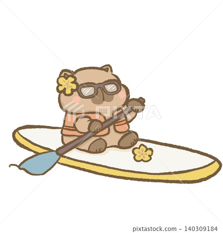 Cute Capybara Surfing On Paddle Board Wearing Sunglasses Tropical Summer Beach Vacation Leisure Activity Coastal Adventure Character Illustration Cute Capybara Surfing On Paddle Board Wearing Sunglasses Tropical Summer Beach Vacation Leisure Activity Coastal Adventure Character Illustration 140309184