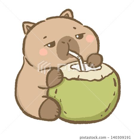Cute Capybara Drinking Fresh Coconut Water Tropical Summer Refreshment Island Vacation Relaxation Food And Beverage Character Illustration Cute Capybara Drinking Fresh Coconut Water Tropical Summer Refreshment Island Vacation Relaxation Food And Beverage Character Illustration 140309191