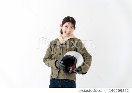 A woman with a helmet A woman with a helmet 140309252
