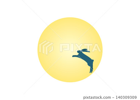 A silhouette of a leaping rabbit against a full moon. A silhouette of a leaping rabbit against a full moon. 140309309