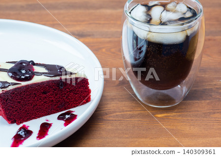 Sponge cake with chocolate and jam. Sponge cake with chocolate and jam. 140309361