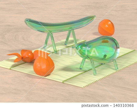 以復古風格的玻璃精靈馬和中國燈籠為特色的 3DCG 景觀。 以復古風格的玻璃精靈馬和中國燈籠為特色的 3DCG 景觀。 140310368