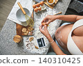 Pregnant woman baking cookies with ultrasound and flour 140310425