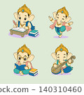 Cute Chibi Ganesha Learning and Arts Vector Collection 140310460
