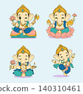 Cute Chibi Ganesha Blessing and Festival Vector Set 140310461