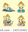 Cute Chibi Ganesha Daily Life Vector Collection 140310462