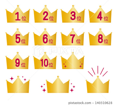 Gold Crown Ranking Icon Set Gold Crown Ranking Icon Set 140310628