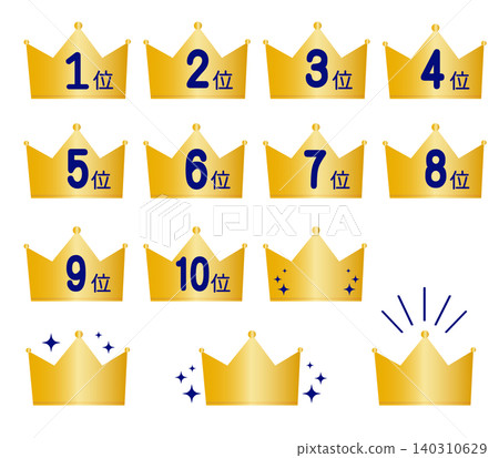Gold Crown Ranking Icon Set Gold Crown Ranking Icon Set 140310629